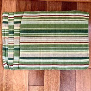 Set Of 4 CHRISTMAS Strips Color Ribbed Placemats Woven Cotton 16” X 13” Holiday